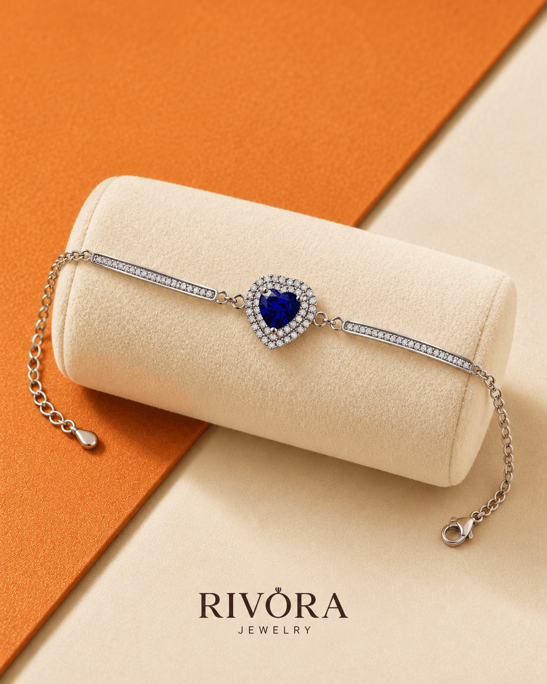 Sapphire Heart Halo Bracelet