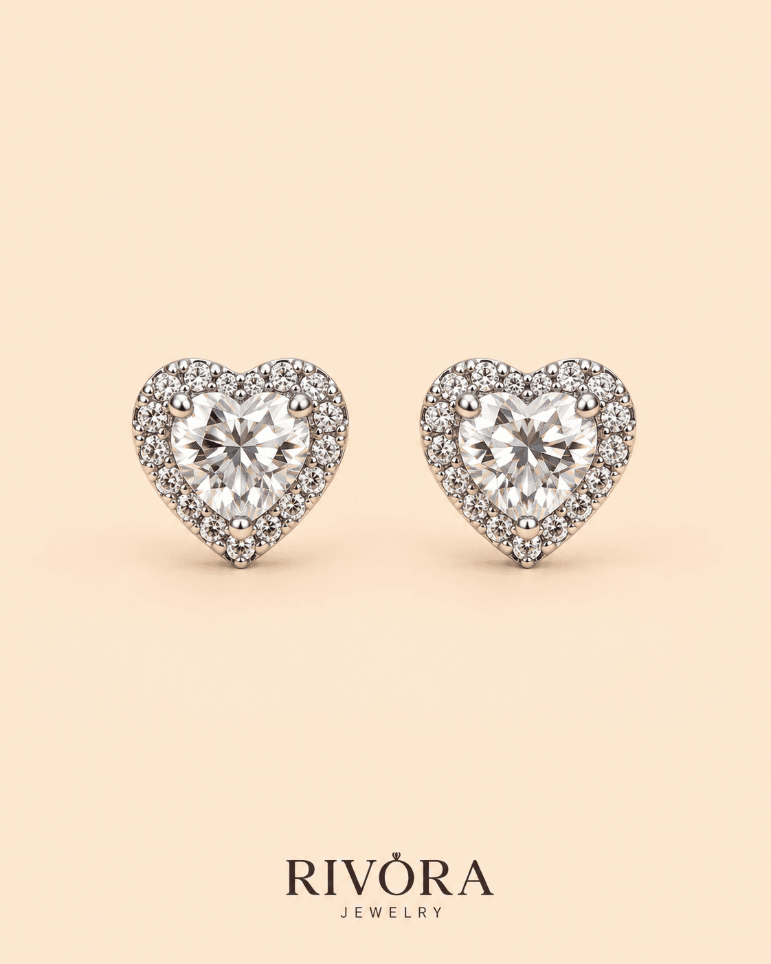 Amore Heart Halo Studs
