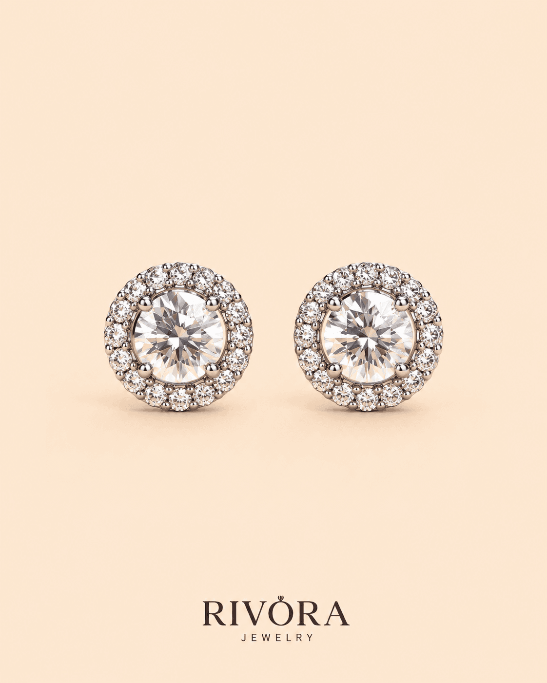 Celeste Round Halo Studs