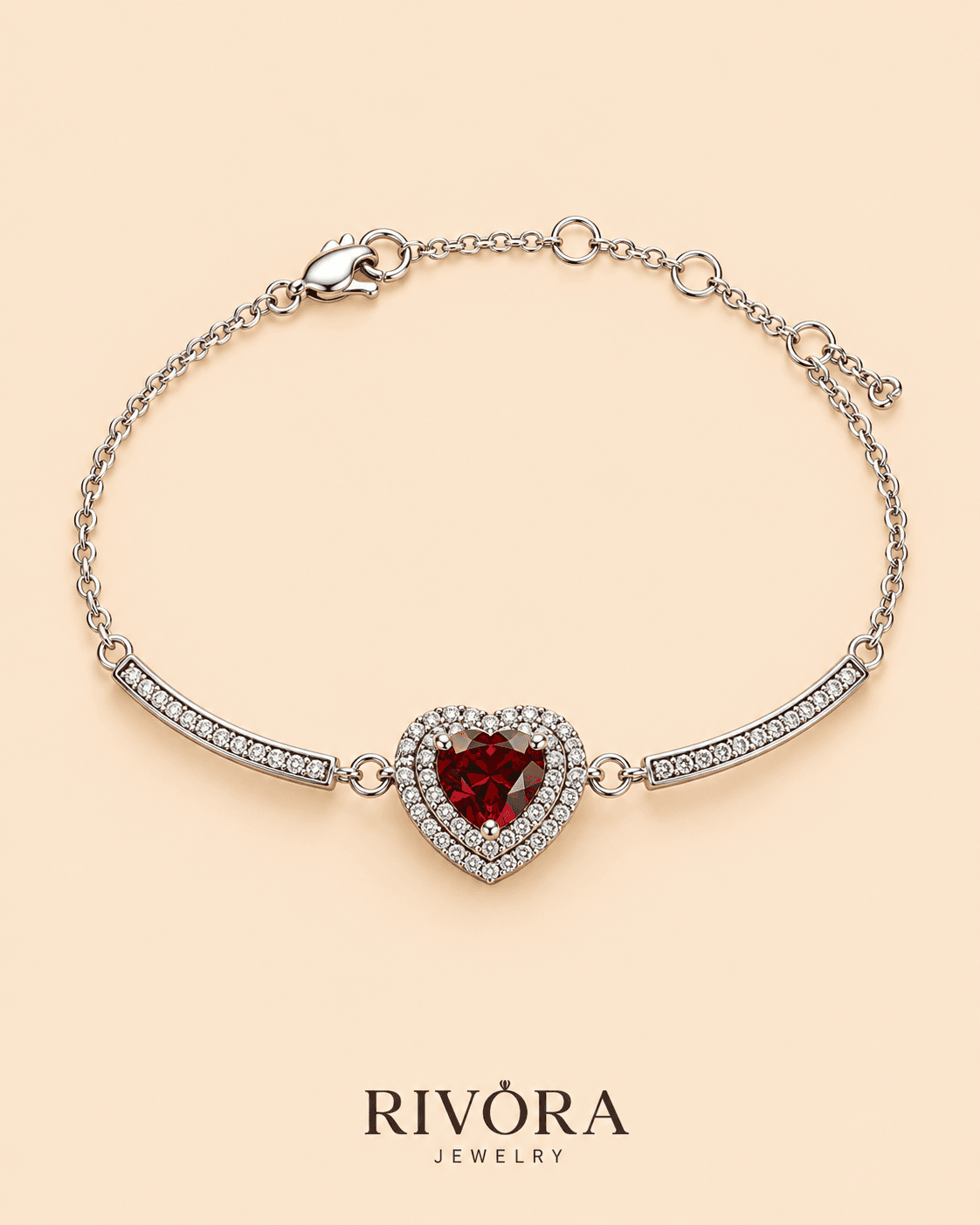 Crimson Heart Halo Bracelet