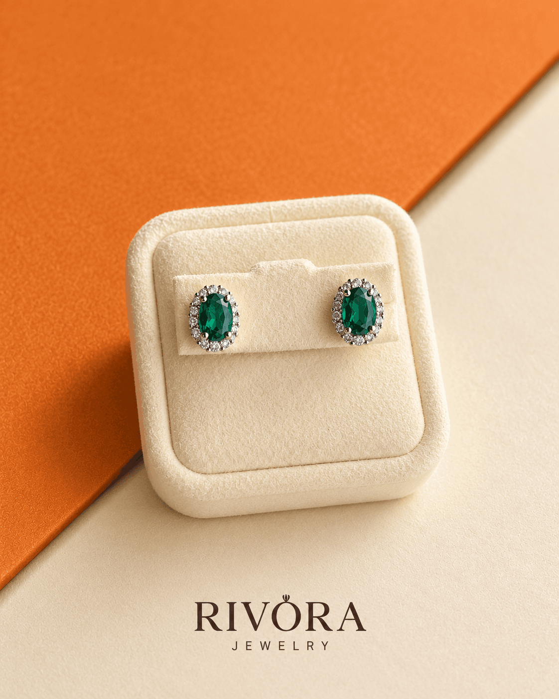 Verde Oval Halo Studs