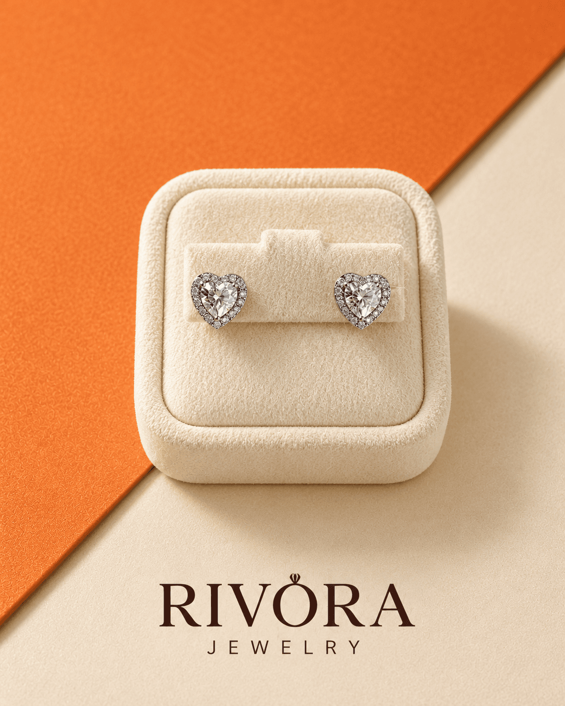 Amore Heart Halo Studs