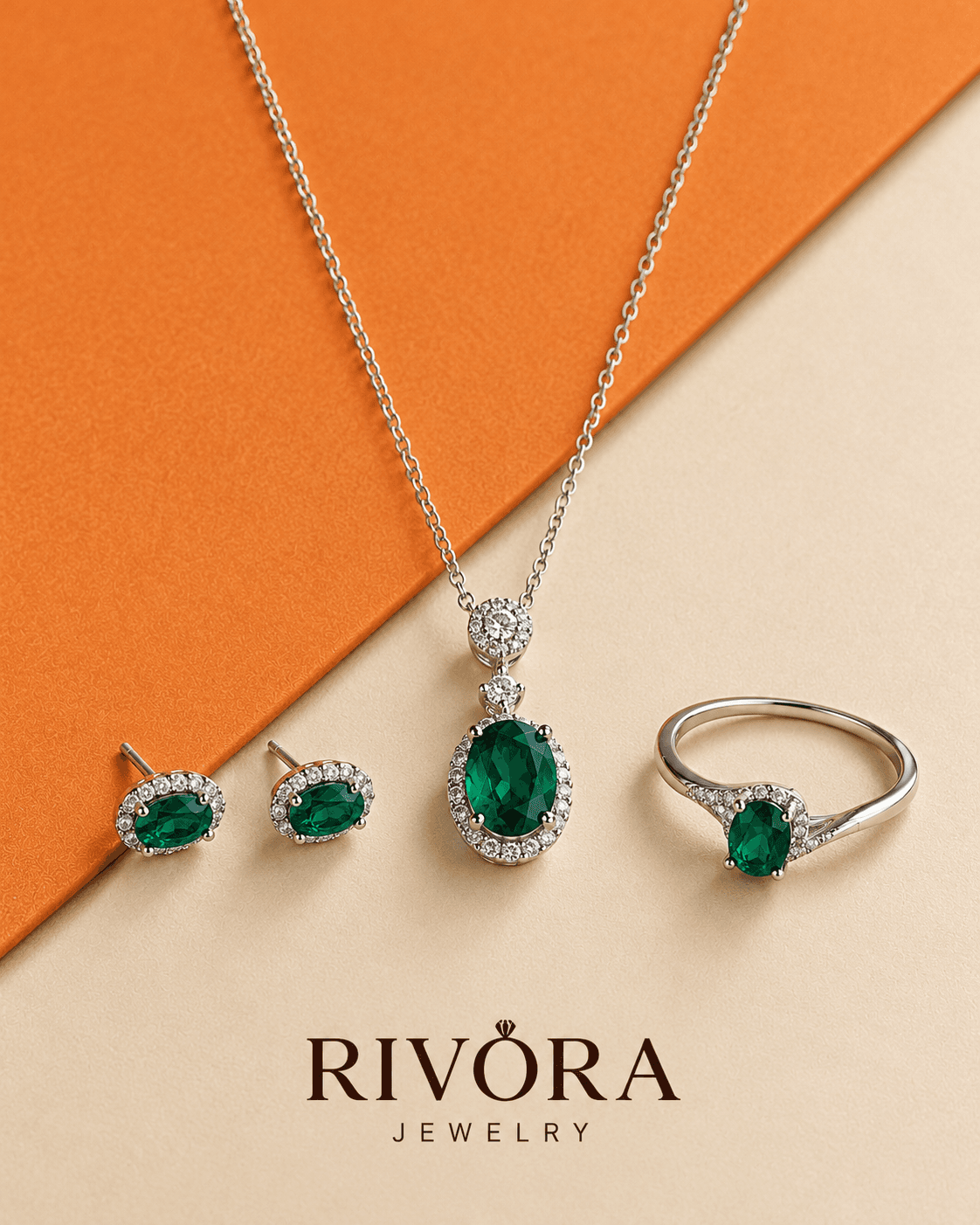 Rivora Emerald Oval Trio Set