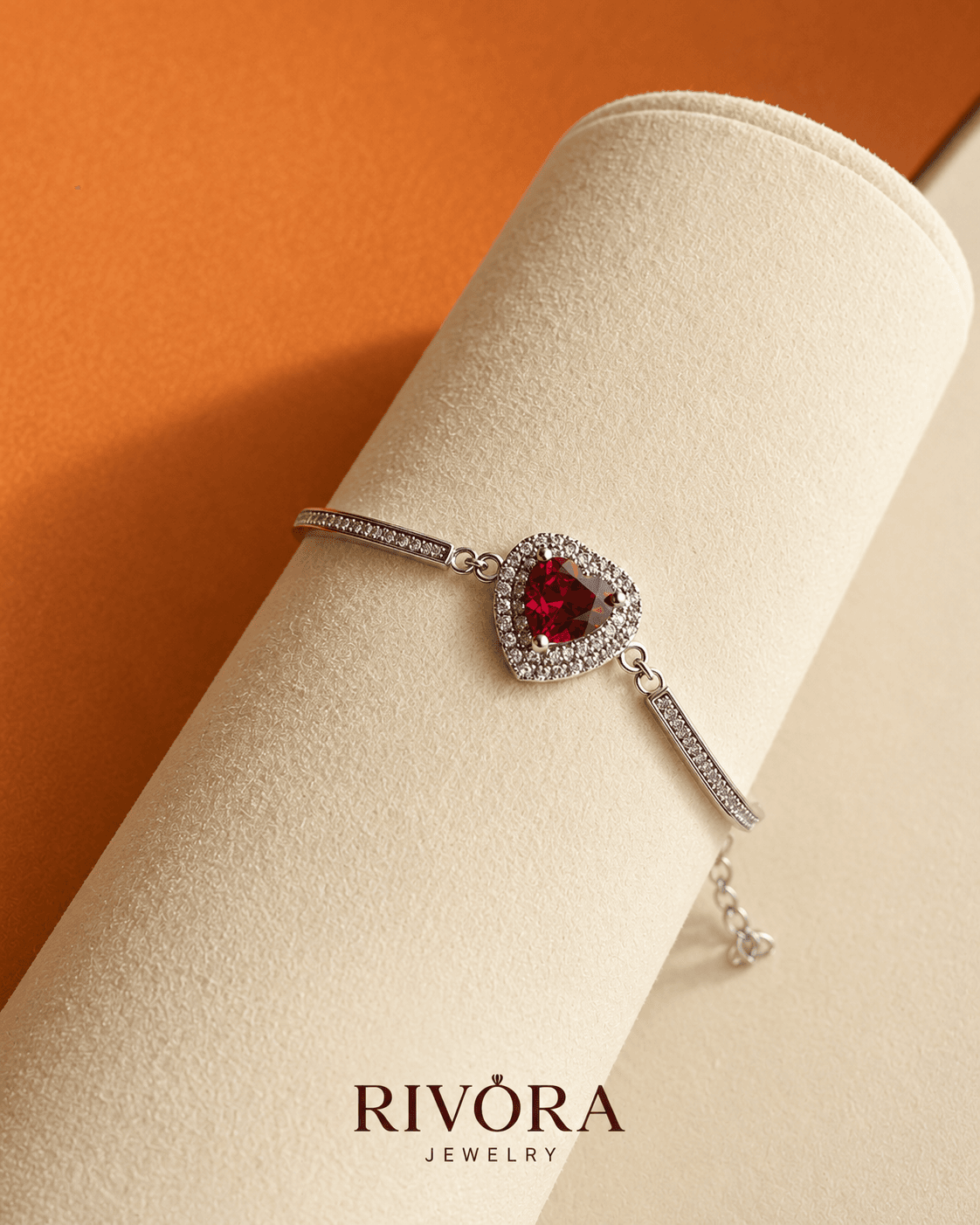 Crimson Heart Halo Bracelet