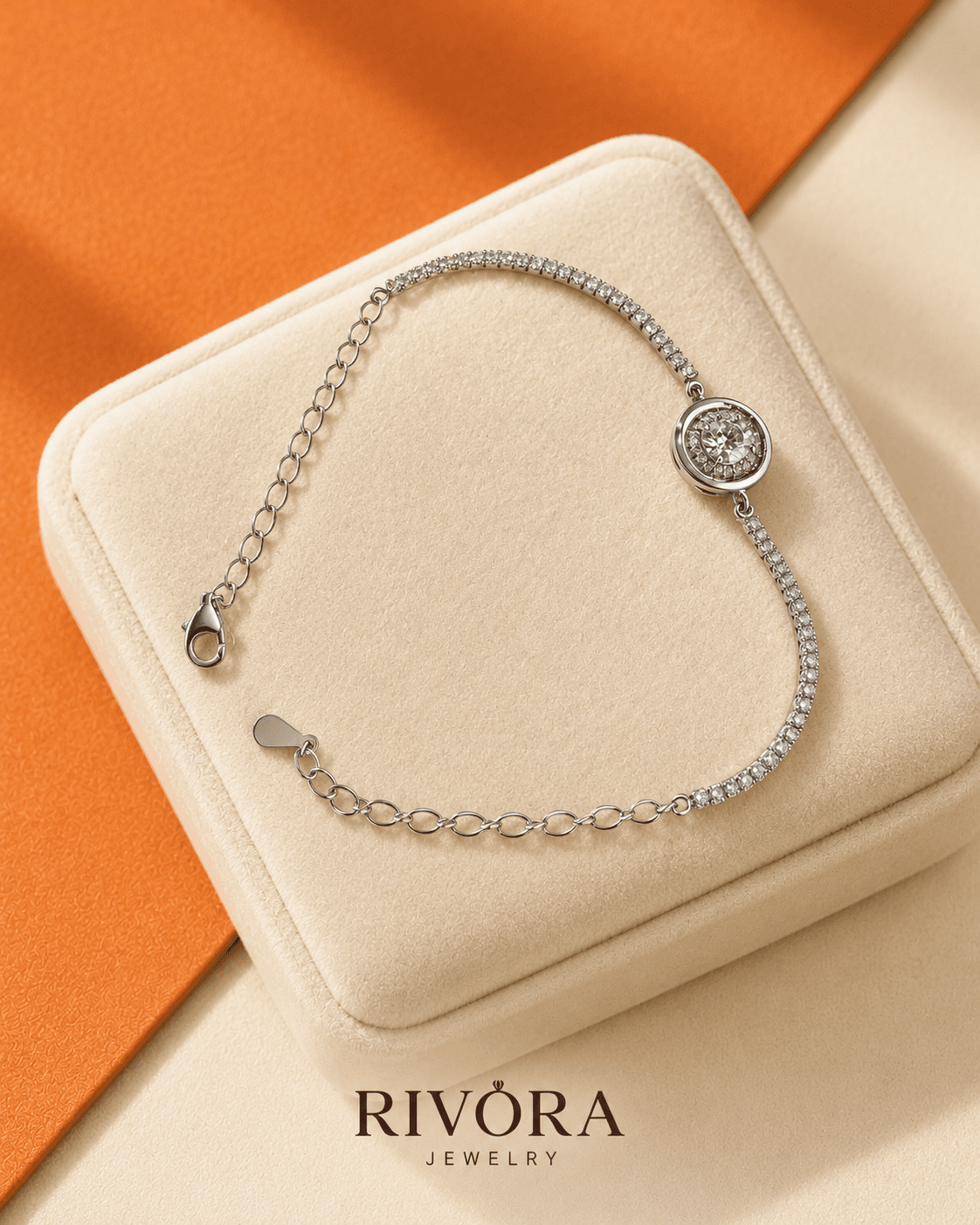 Celeste Halo Tennis Bracelet