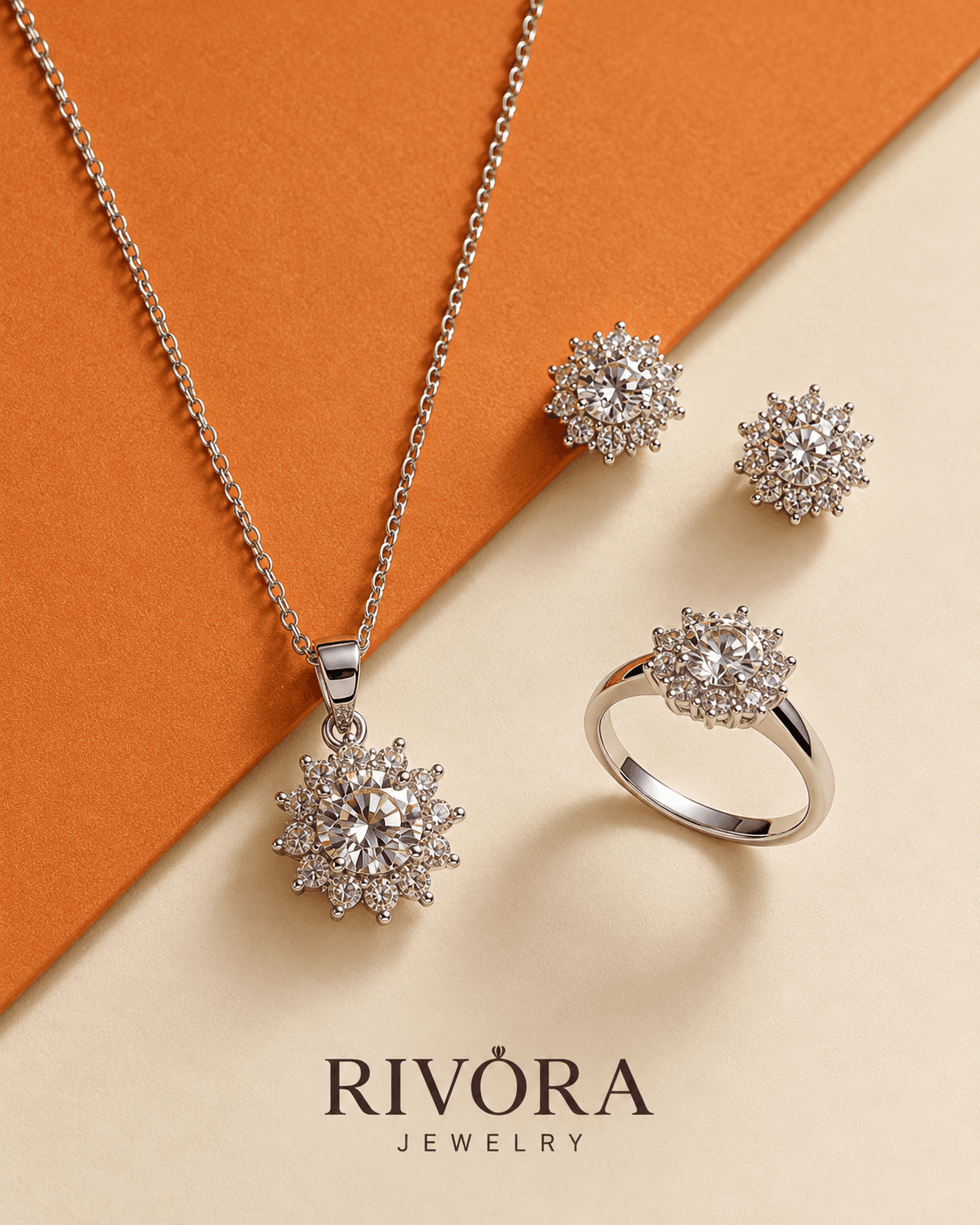 Rivora Bloom Moissanite Silver Set