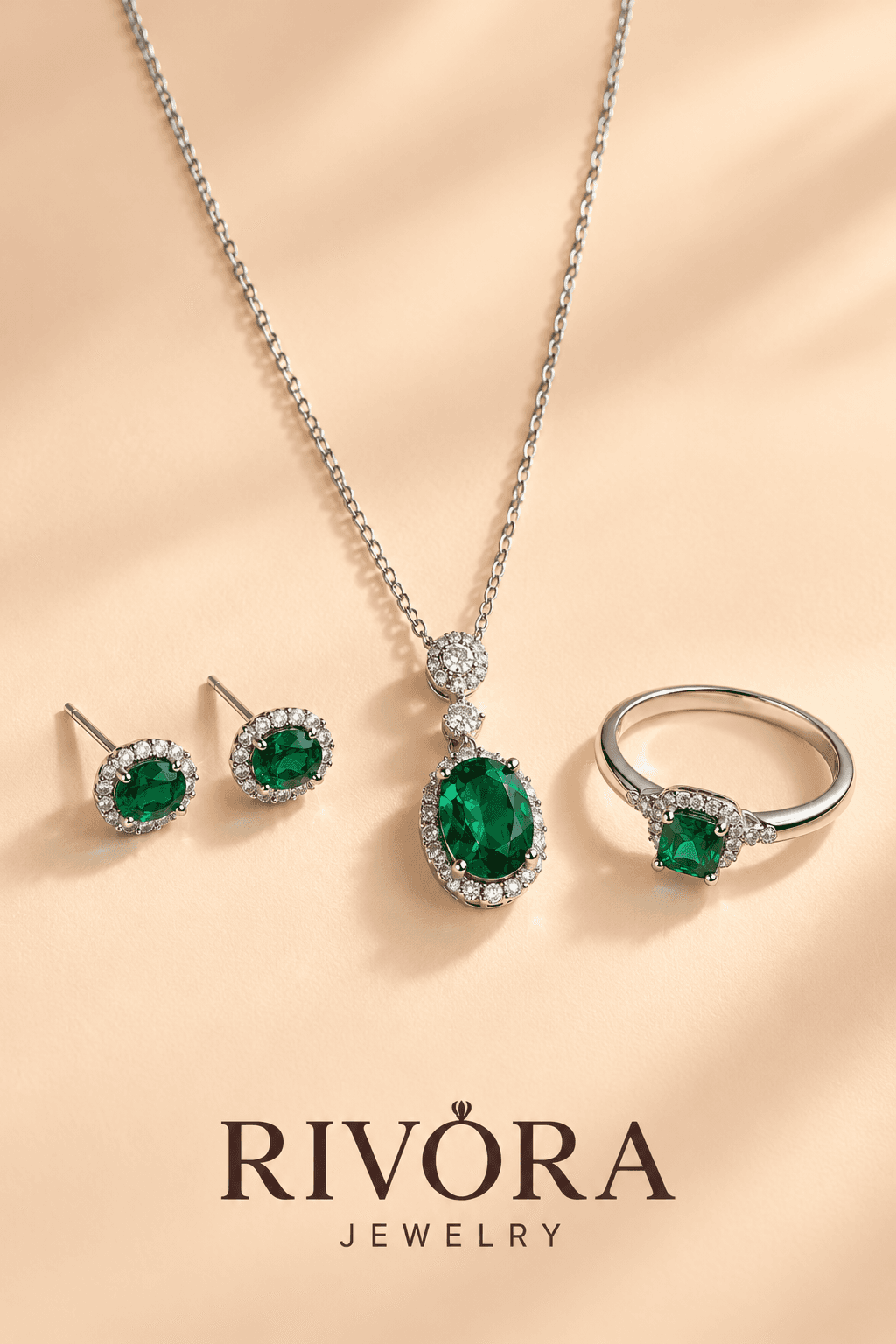 Rivora Emerald Oval Trio Set