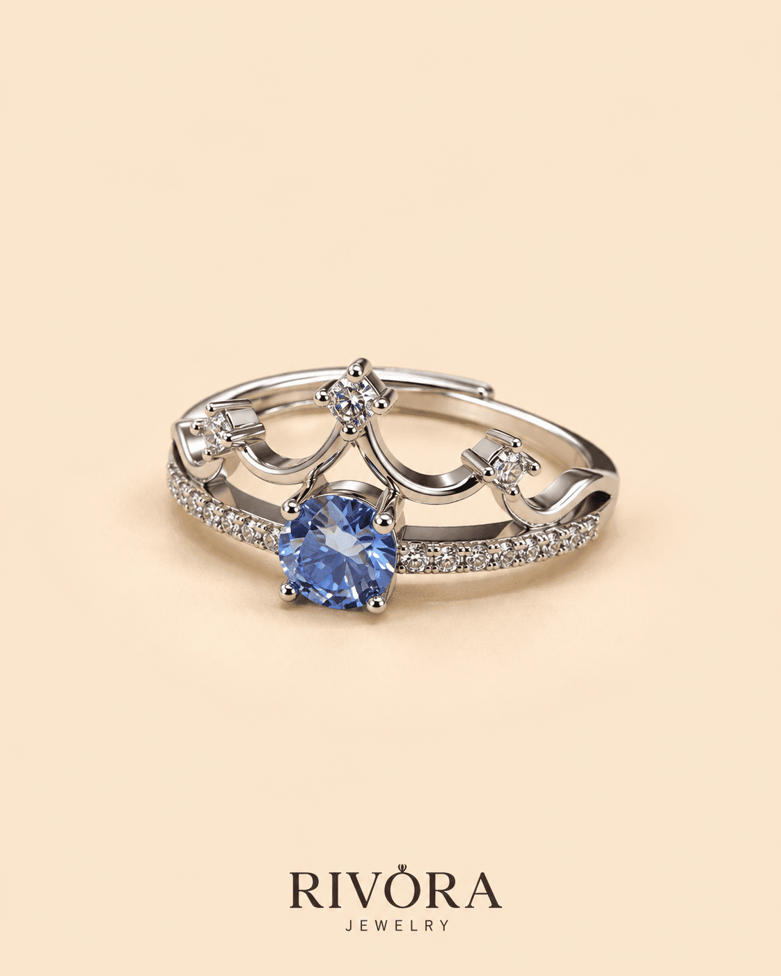 Royal Blue Moissanite Ring