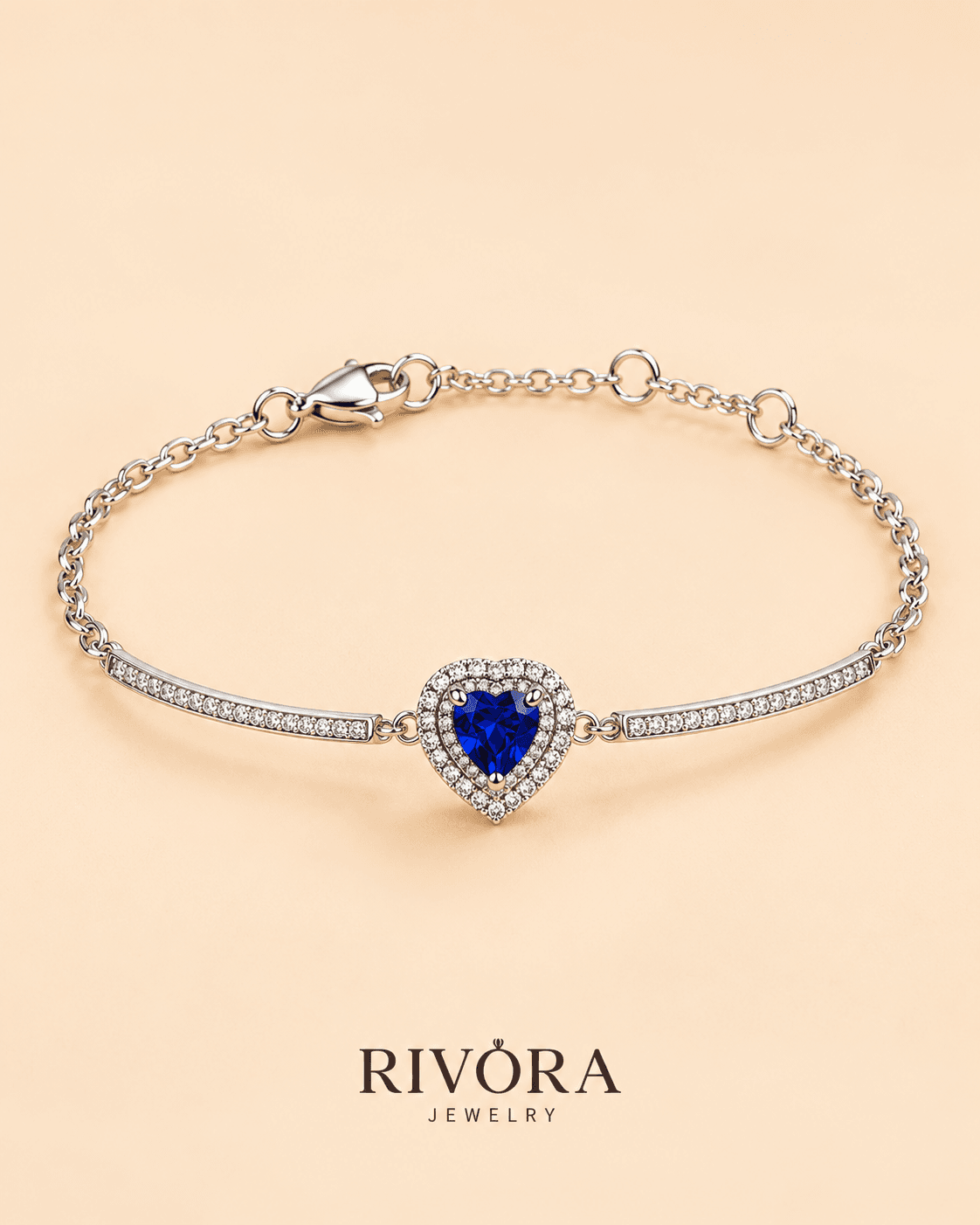 Sapphire Heart Halo Bracelet