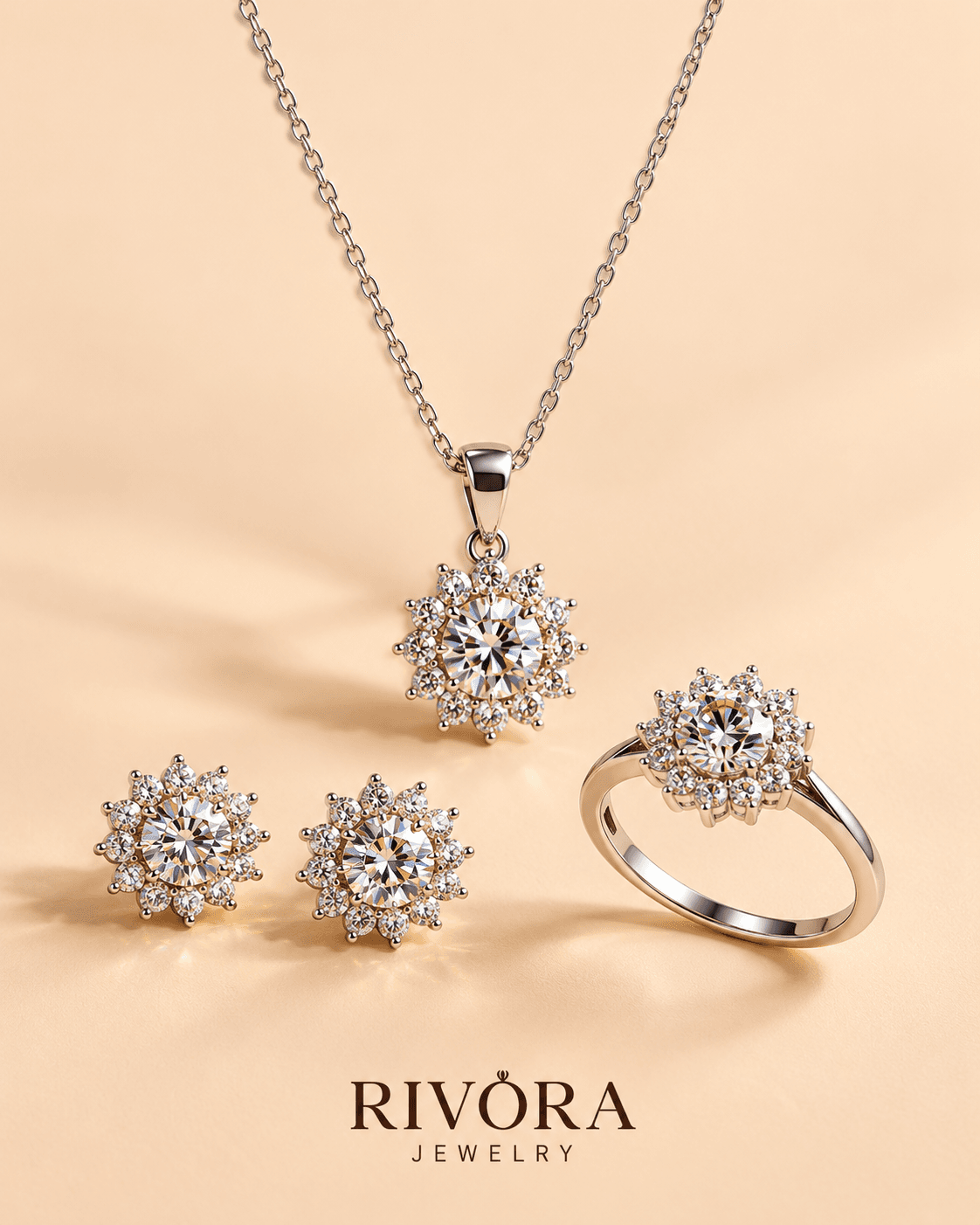 Rivora Bloom Moissanite Silver Set